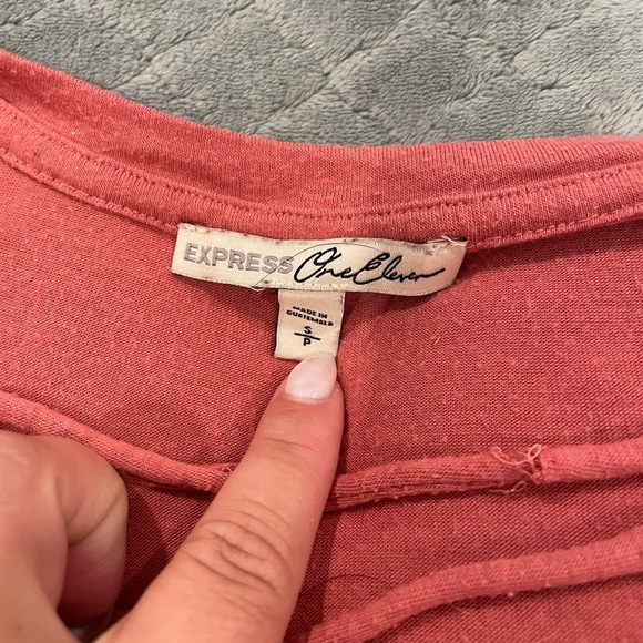 Express one eleven coral lace up tee - Picture 2 of 3
